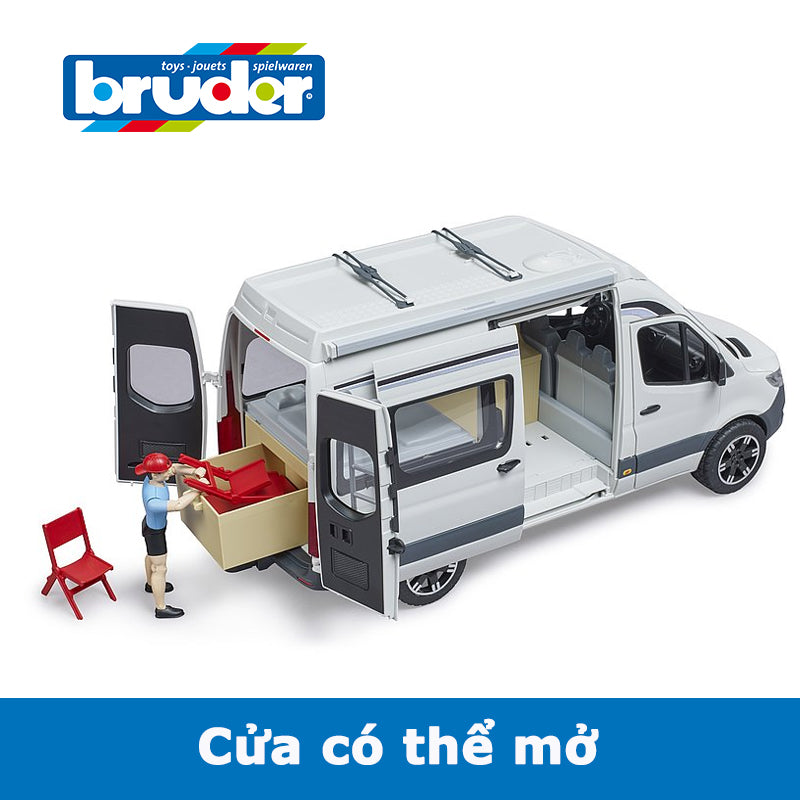 Đồ chơi mô hình tỷ lệ 1:16 xe cắm trại Mercedes với tài xế BRUDER BRU02672