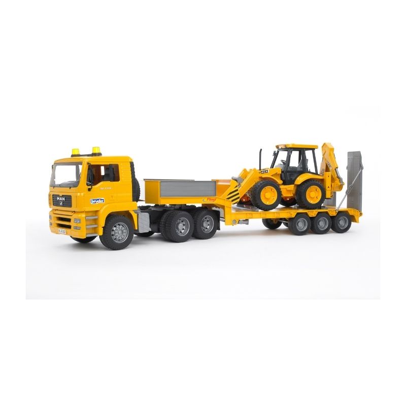 1:16 scale model toy Low-floor truck pulling excavator BRUDER BRU02776