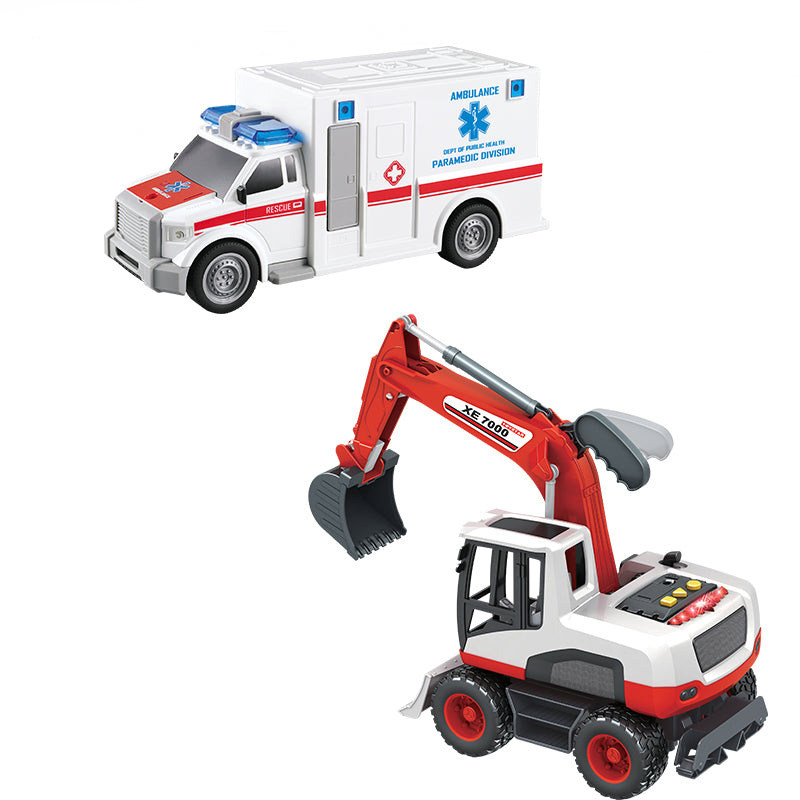 Combo Xe Cẩu Tặng Kèm Xe Cấp Cứu Có Đèn Và Âm Thanh Vecto Cb-Vt60p-Vt670a