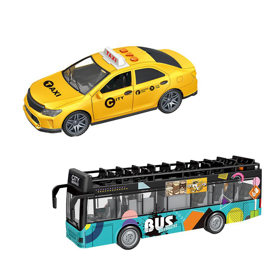 Combo xe buýt tham quan và xe taxi có đèn và âm thanh VECTO CB-VTA15-VT21Q