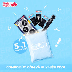 Combo Bút, gôm và huy hiệu Cool CLEVER HIPPO CBPEN02