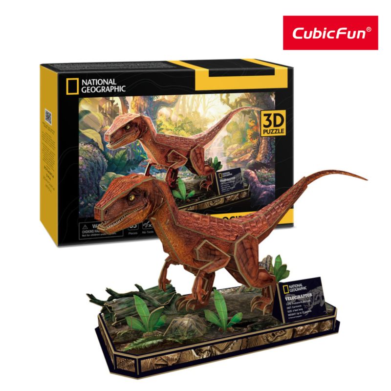 Đồ chơi trẻ em xếp hình 3D Nat Geo: Khủng long Velociraptor PUZZLES DS1053H