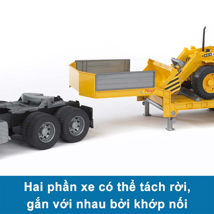 1:16 scale model toy Low-floor truck pulling excavator BRUDER BRU02776