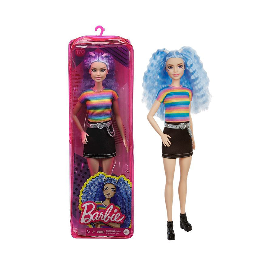 Búp bê thời trang Barbie - Rainbow Striped Top - Black Skirt