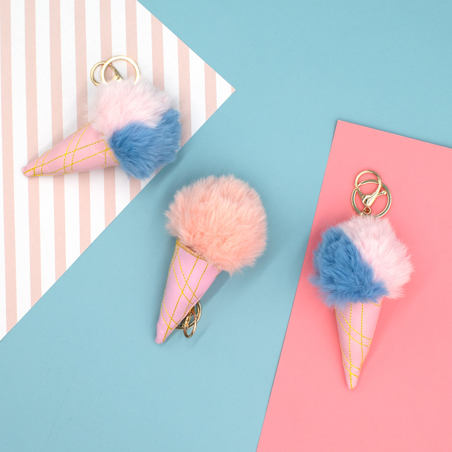 Pom Pom keychain - Sweety ice cream CLEVERHIPPO KCP2402