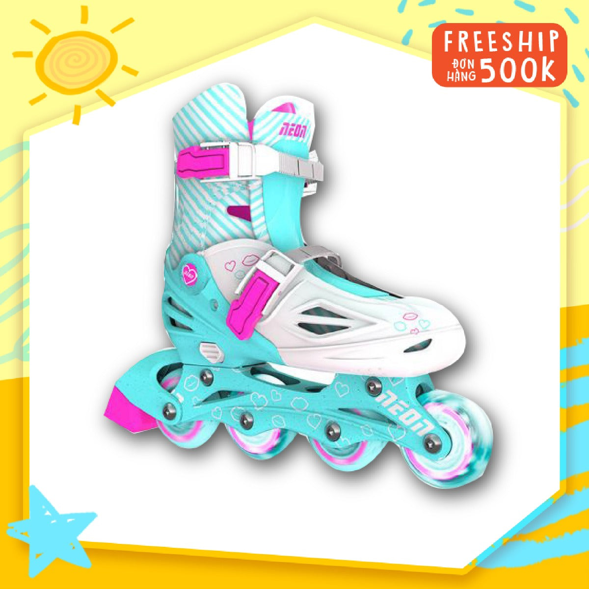 Patin Neon Inline Yvolution Xanh Ngọc Nt08t4-Size 6-10 Tuổi