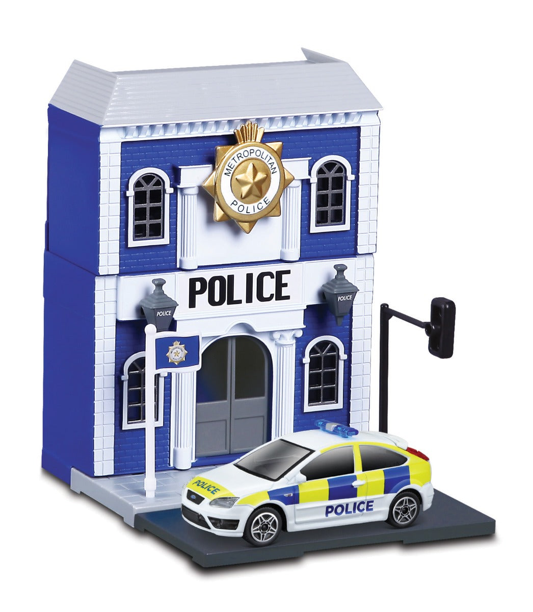 Bộ mô hình trạm cảnh sát và xe Bburago Land Rover MAISTO MT31500