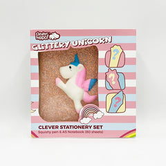 Stationery set - Glittery Unicorn Pink CLEVERHIPPO NB1201