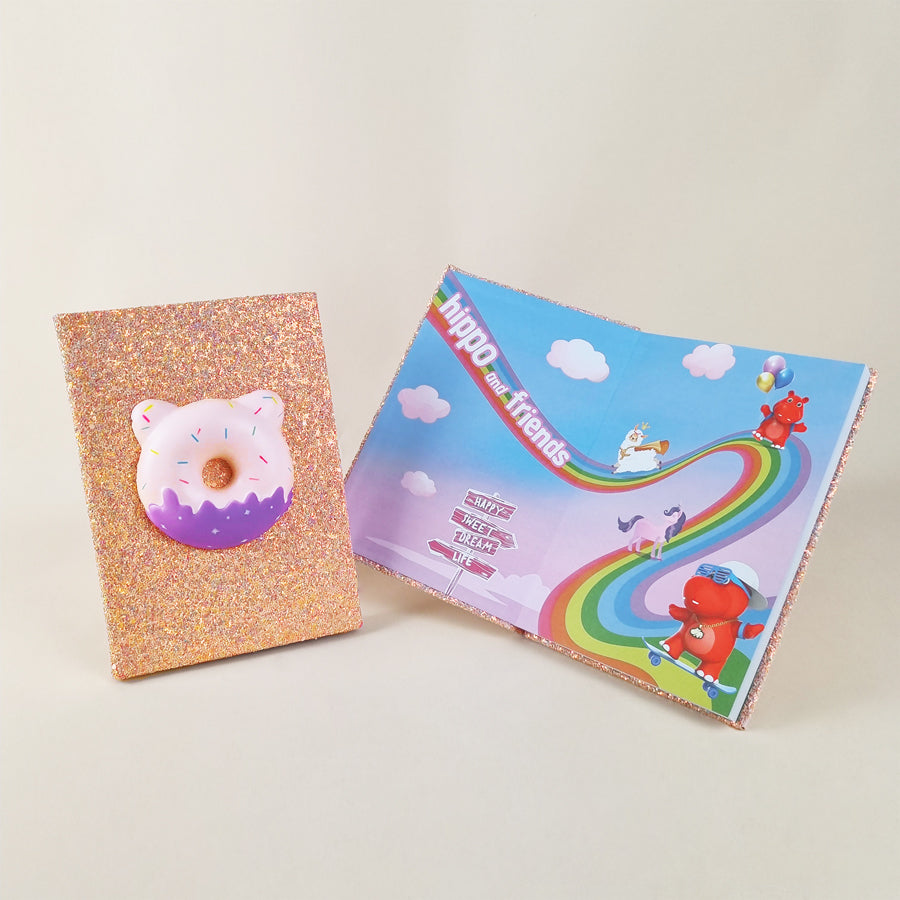 Bộ đồ dùng văn phòng phẩm - Glittery Donut Hồng CLEVERHIPPO NB1202
