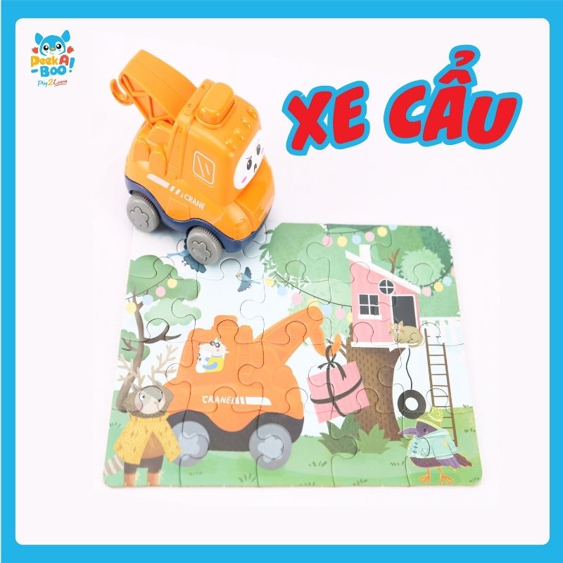 Đồ chơi 6 xe mini kèm xếp hình vui nhộn PEEK A BOO PAB012