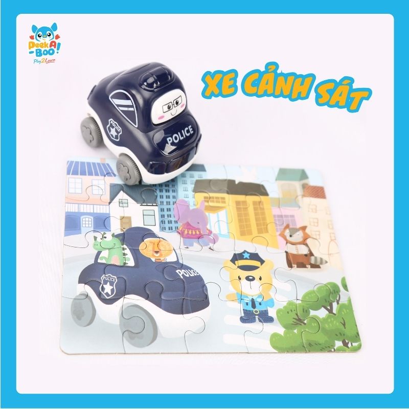 Đồ chơi 6 xe mini kèm xếp hình vui nhộn PEEK A BOO PAB012