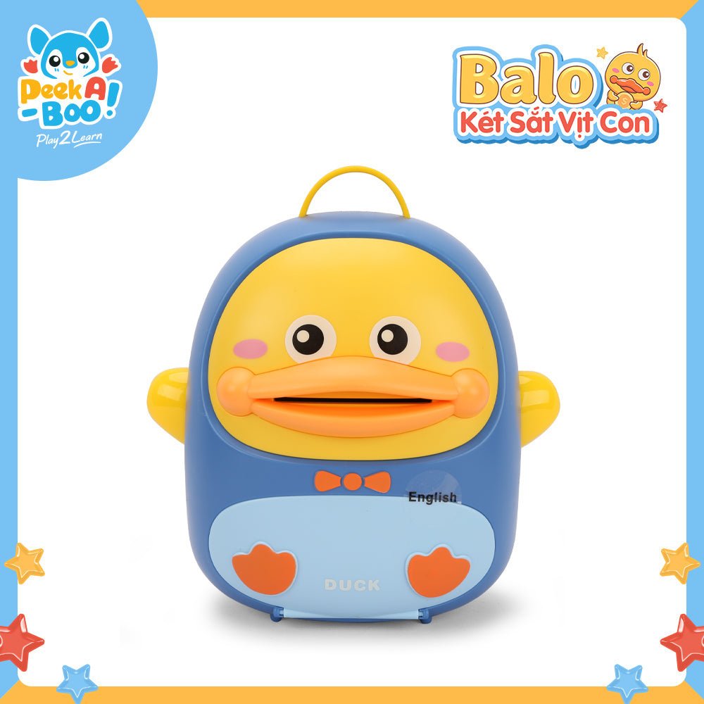 Đồ chơi balo két sắt vịt con cho bé-Xanh PEEK A BOO PAB023B