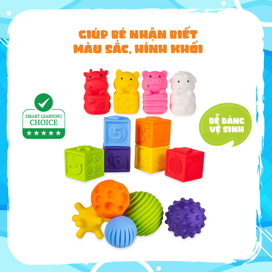 Đồ chơi hình khối nhựa mềm cho bé-16 chi tiết PEEK A BOO PAB025