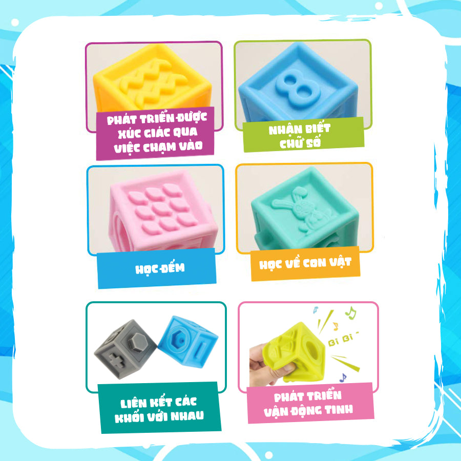 Đồ chơi hình khối nhựa mềm cho bé-16 chi tiết PEEK A BOO PAB025