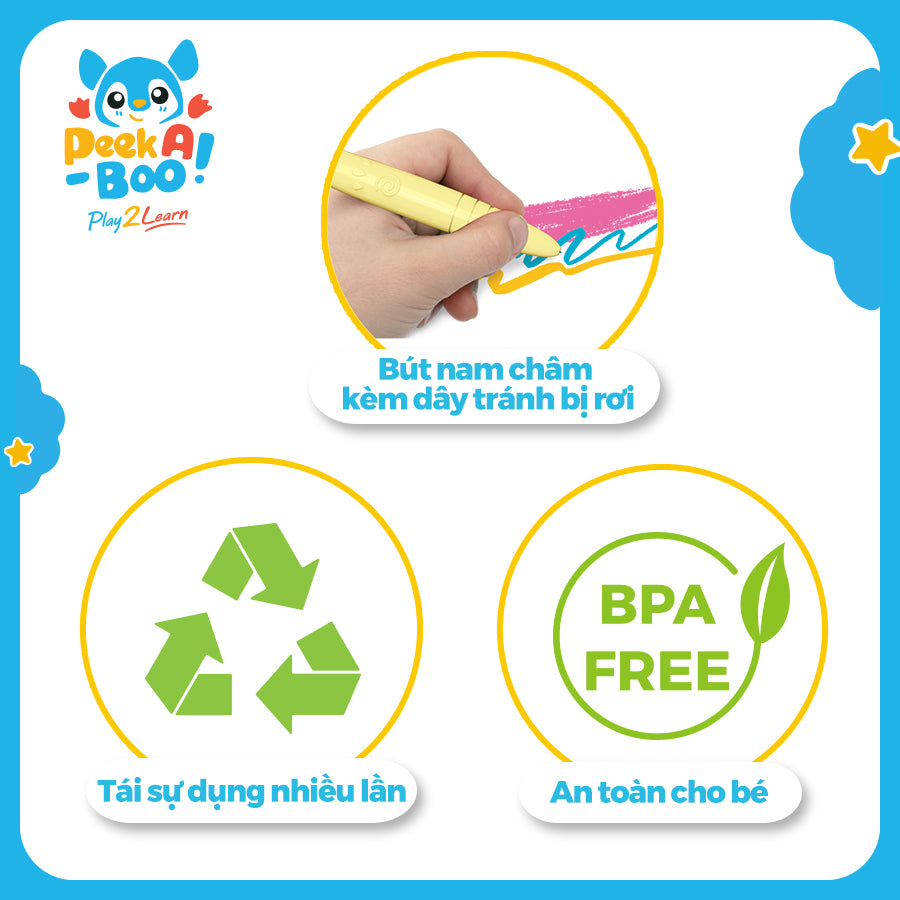 Đồ chơi bảng vẽ nam châm cho bé - Cá voi cam đáng yêu PEEK A BOO PAB029