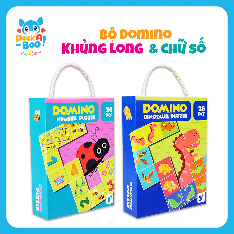 Đồ chơi Domino cho bé-Thế giới khủng long và chữ số PEEK A BOO PAB040D