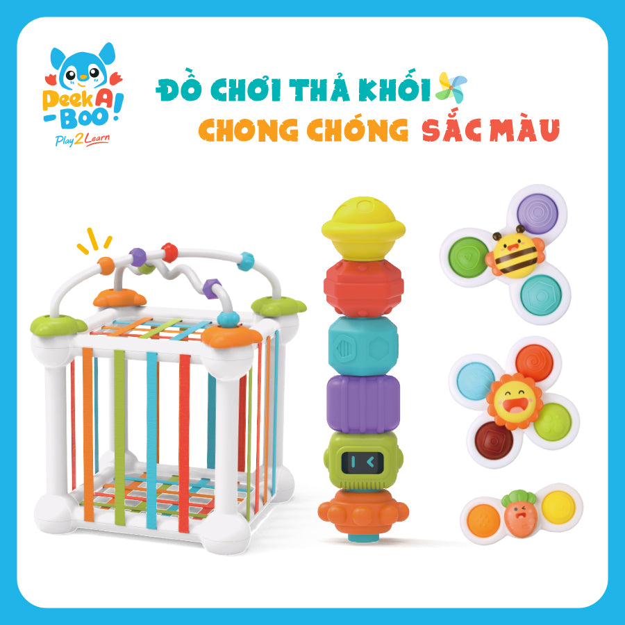 Đồ chơi thả khối và chong chóng sắc màu PEEK A BOO PAB999