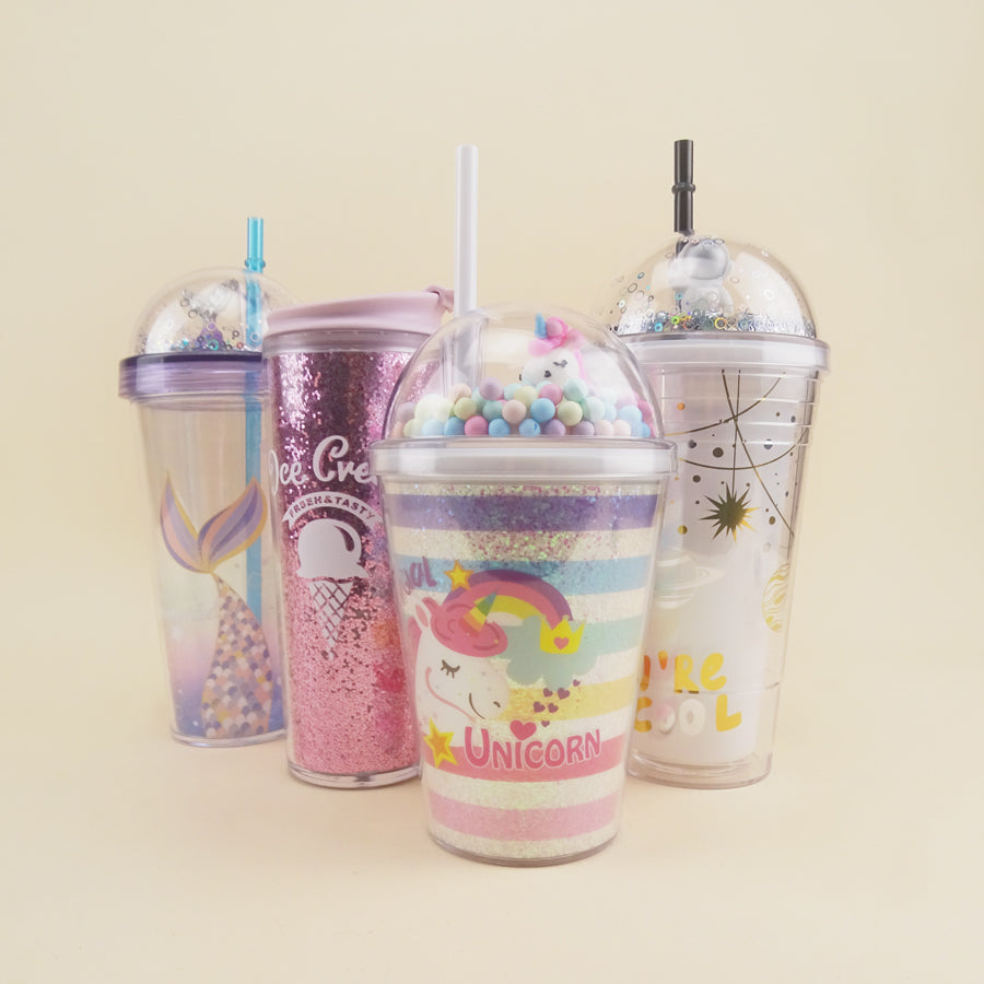 Clever Cup - Rainbow Unicorn Pink Plastic Cup CLEVERHIPPO PCUP01