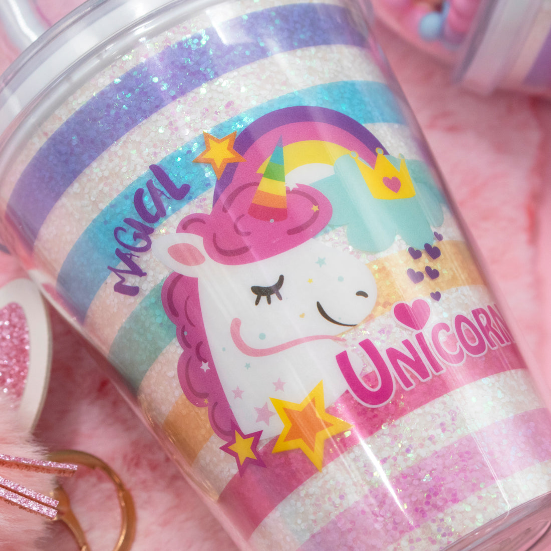 Clever Cup - Ly nhựa Rainbow Unicorn Hồng CLEVERHIPPO PCUP01