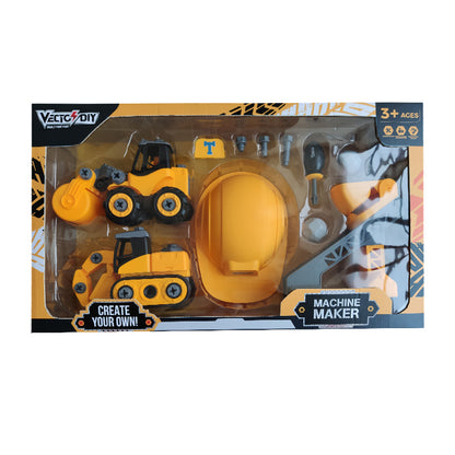 Bộ đồ chơi lắp ráp Vecto DIY-Xe đào, xe lu, nón và phụ kiện VECTO VT1038