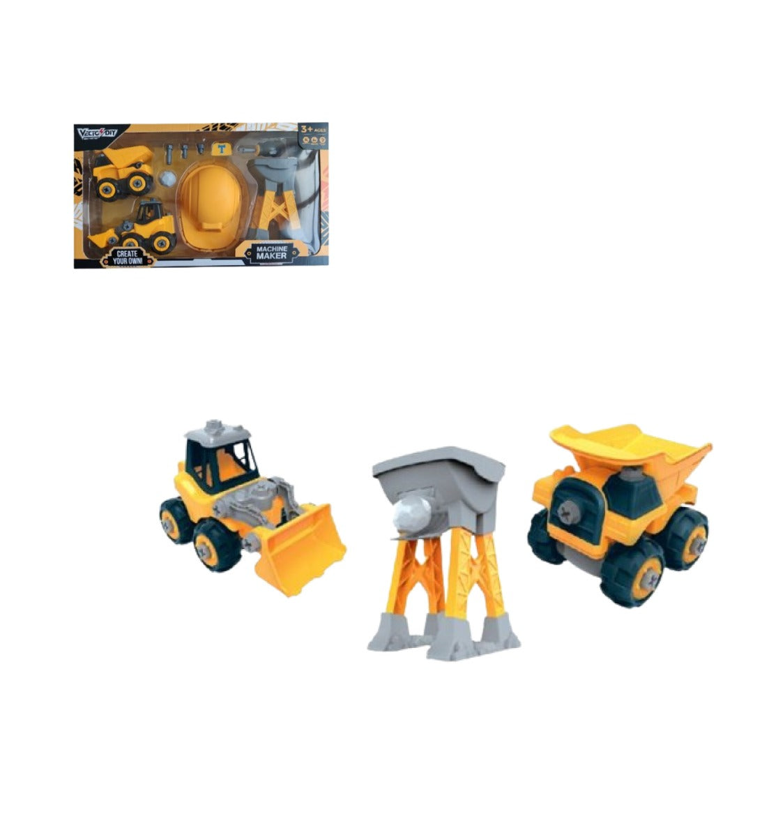 Bộ Đồ Chơi Lắp Ráp Vecto Diy-Xe Ủi, Xe Ben,Nón Và Phụ Kiện Vecto Vt1039