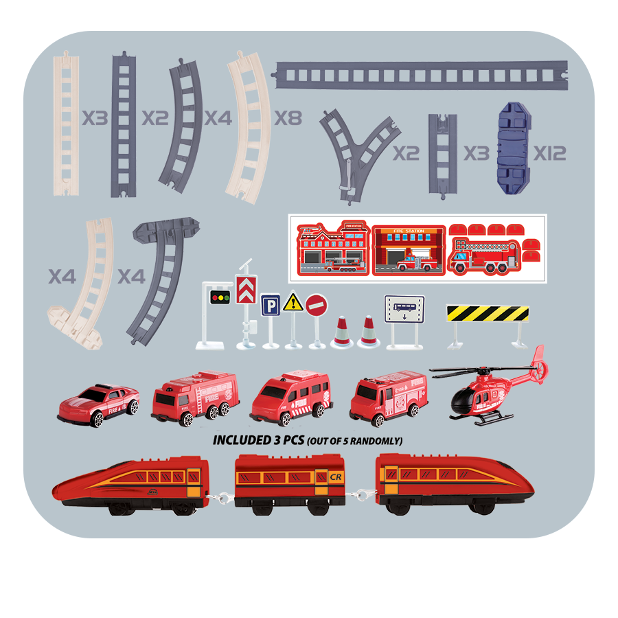 Battery-powered high-speed train and rail assembly kit - Firefighting VECTO VT1628-8
