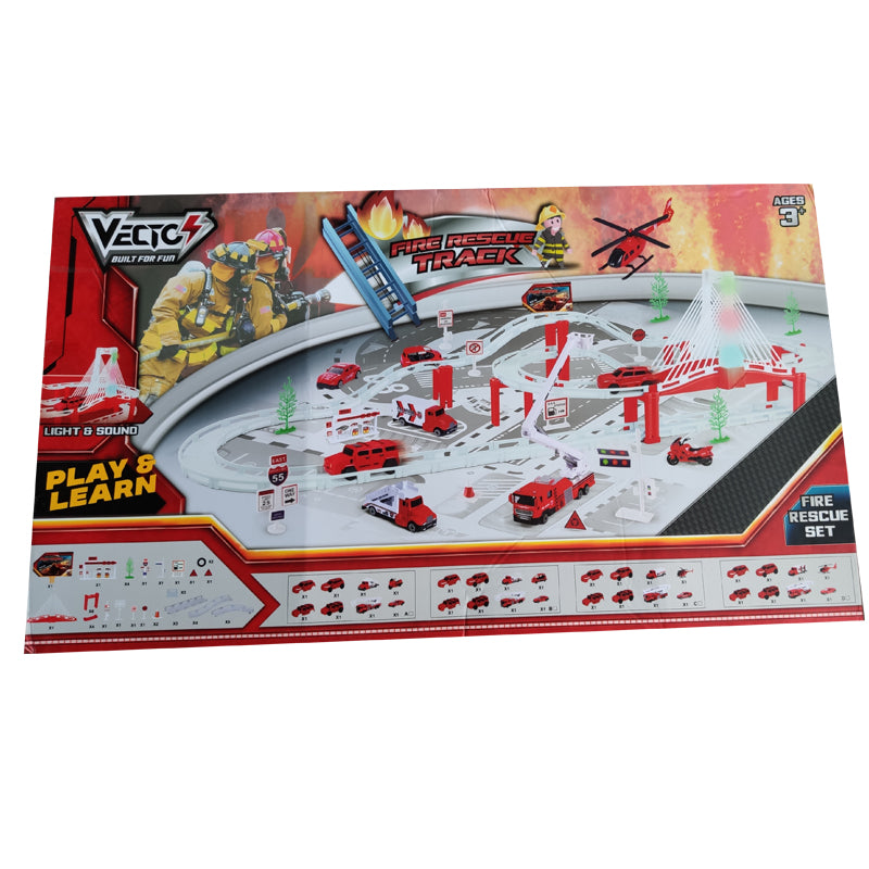 Bộ Đồ Chơi Lắp Ráp Đường Ray Và Xe Chạy Pin - Set Cứu Hỏa Vecto Vt55710a