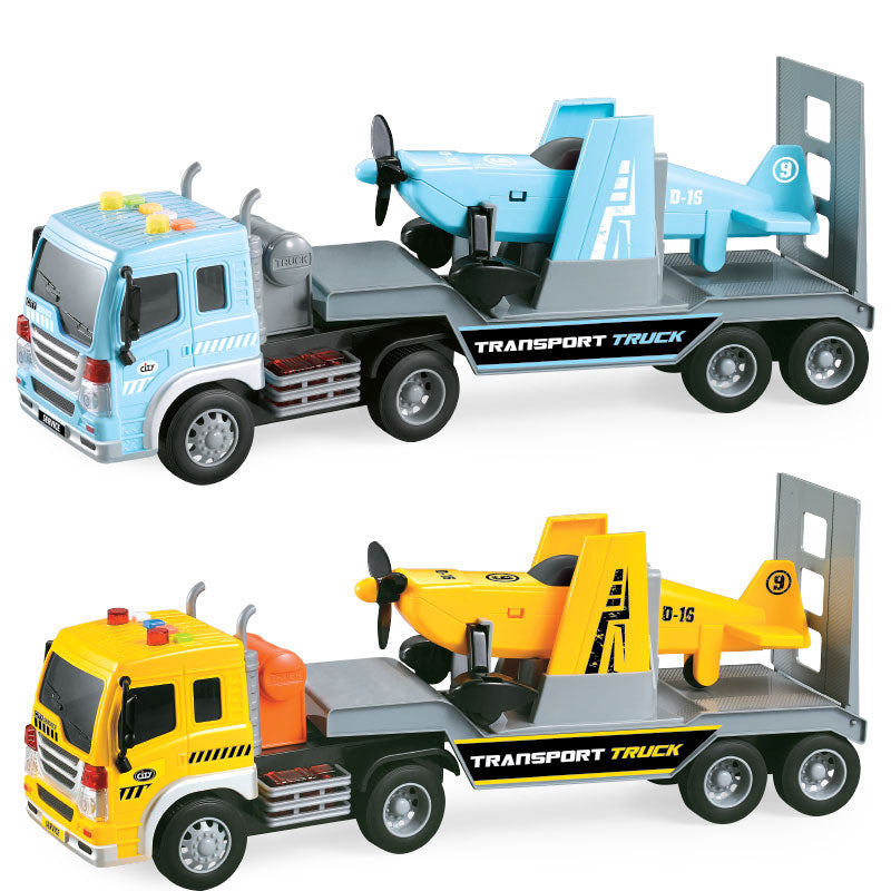 Đồ chơi xe tải chở máy bay thể thao  có đèn và âm thanh xanh VECTO VT571J