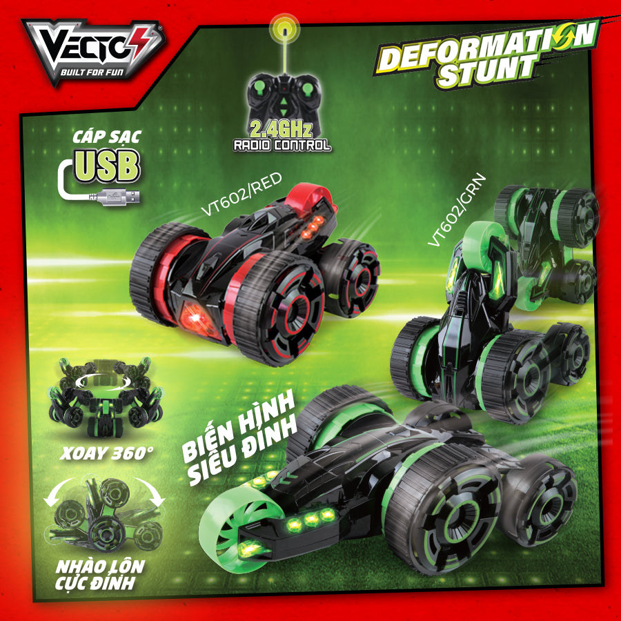 Siêu xe biến hình điều khiển từ xa (xanh lá) VECTO VT602