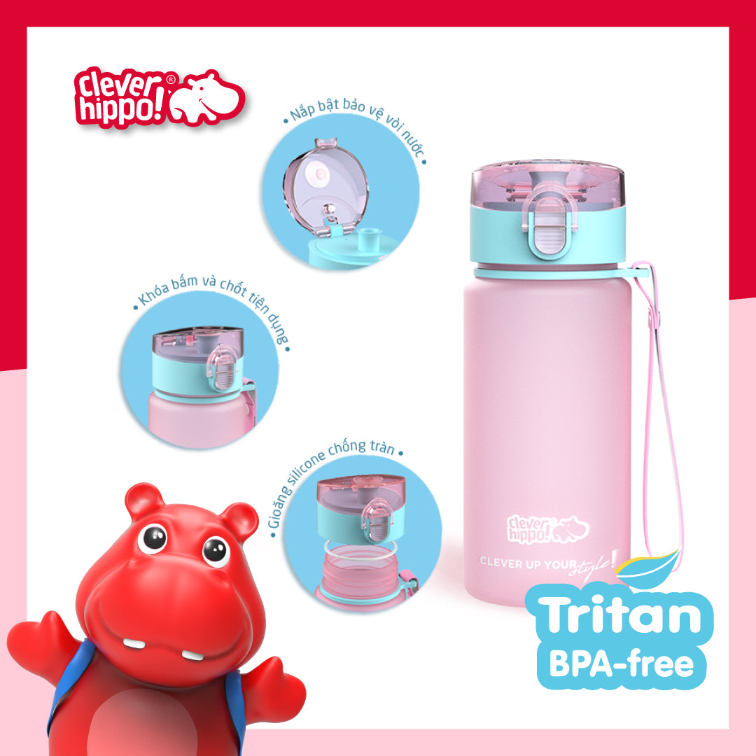 Bình nước Sticker DIY Hồng Aurora CLEVERHIPPO WB1102